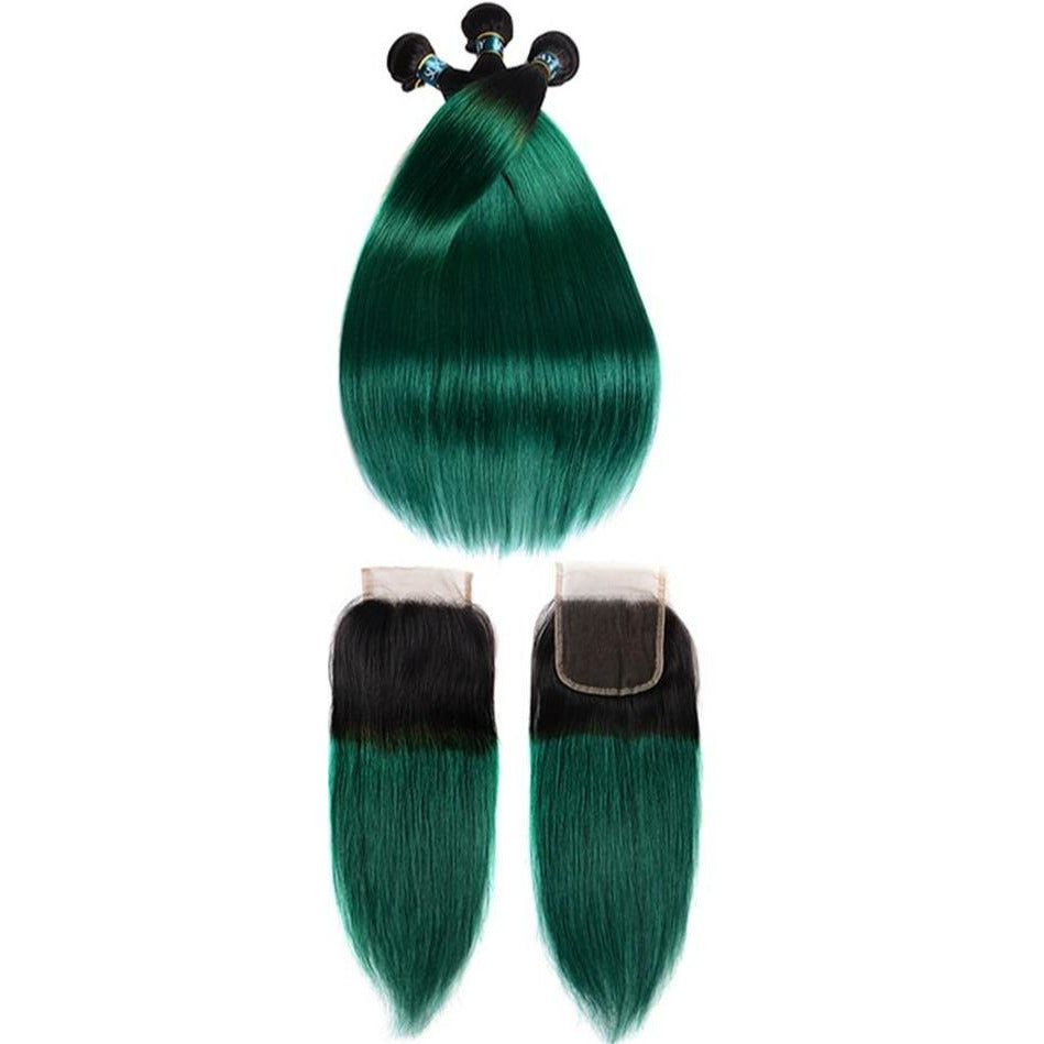 Emerald Ombre Bundles and closure